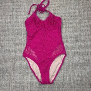 🩷 Pour Moi Castaway Halter Underwire Swimsuit | Size 34C | Hot Pink | NWT